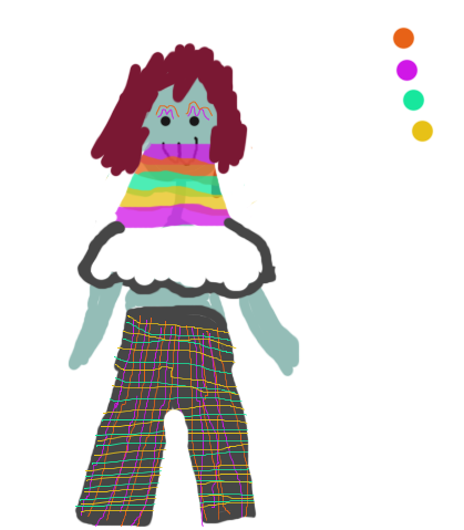 An MS paint drawing by Ali of Brnine's outfit in this episode.