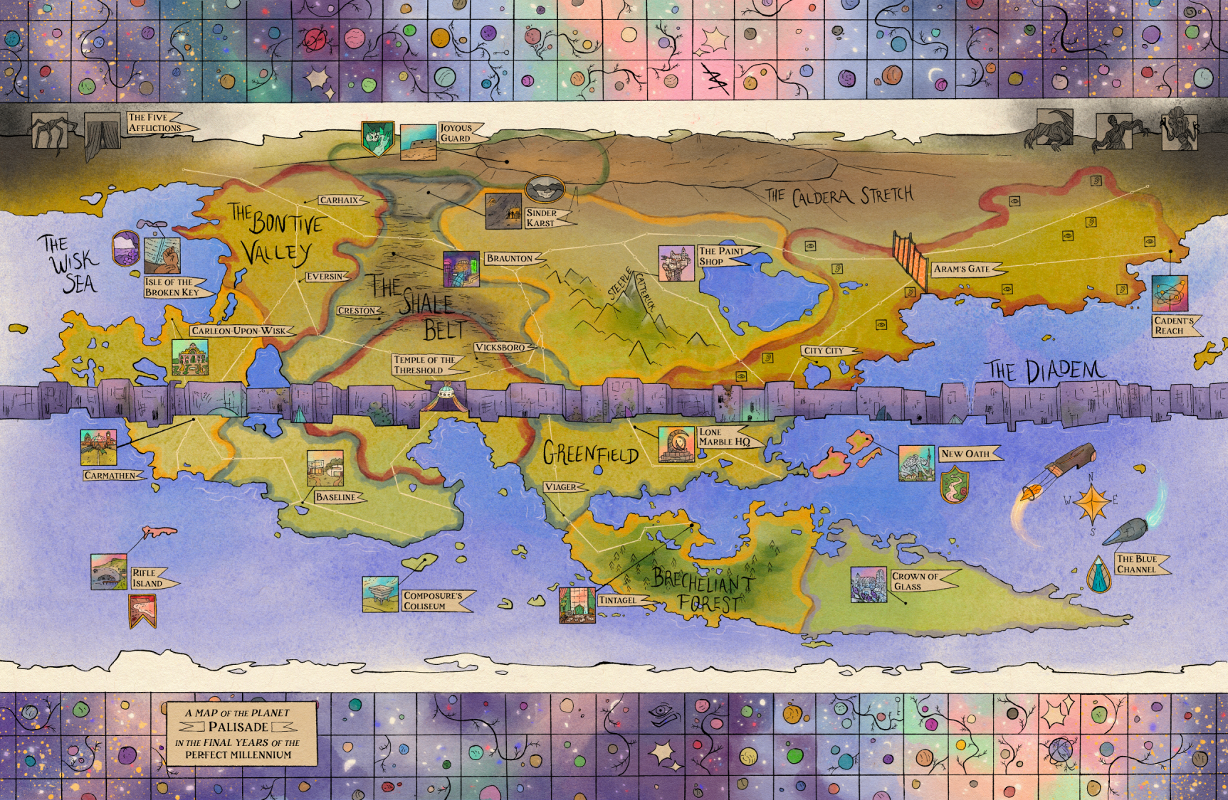 A map of the world of PALISADE.